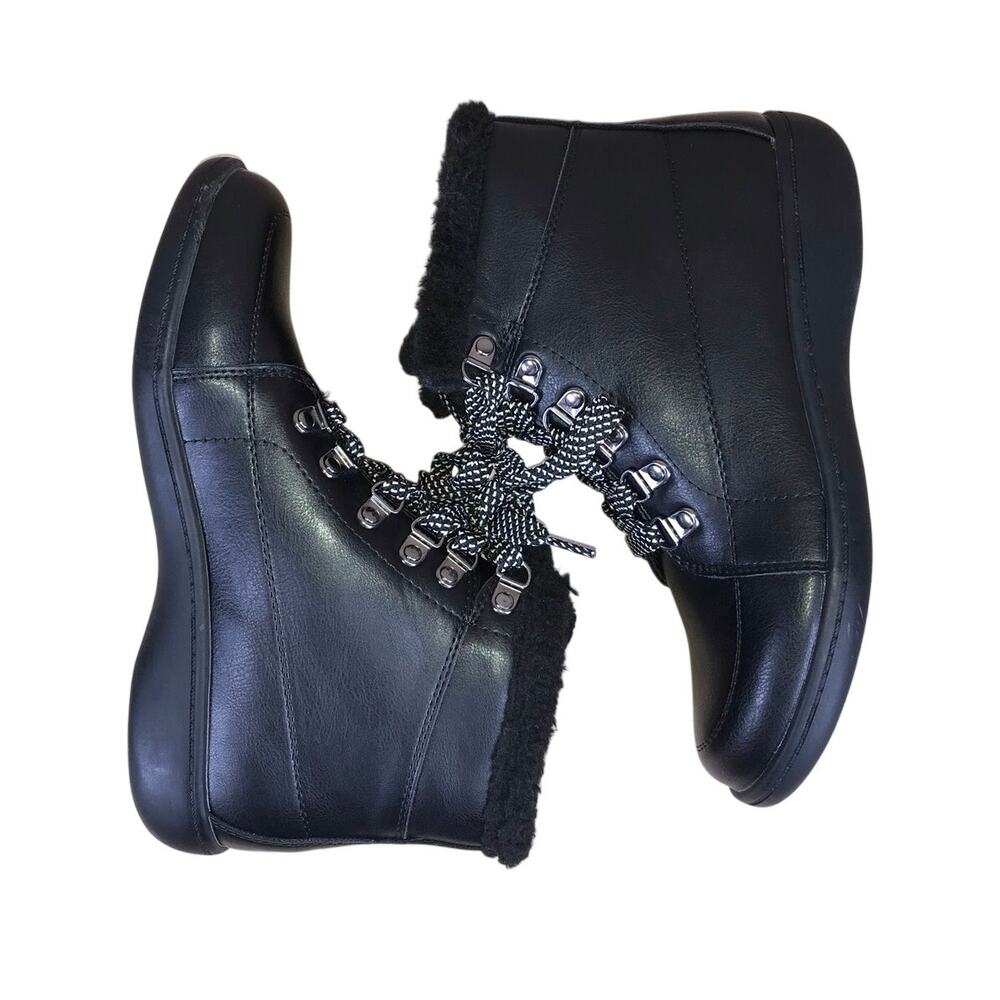 FlexStep Tarini Ankle Boots Women’s 8 Black Lace Up Faux Fur Lined Winter
